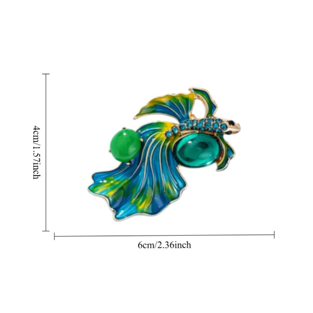 4 Styles Enamel Betta Fish Brooch Zinc Alloy Rhinestone Imitation Jade Pearl Lapel Pin Women Clothing Decor Lucky Jewelry Gift