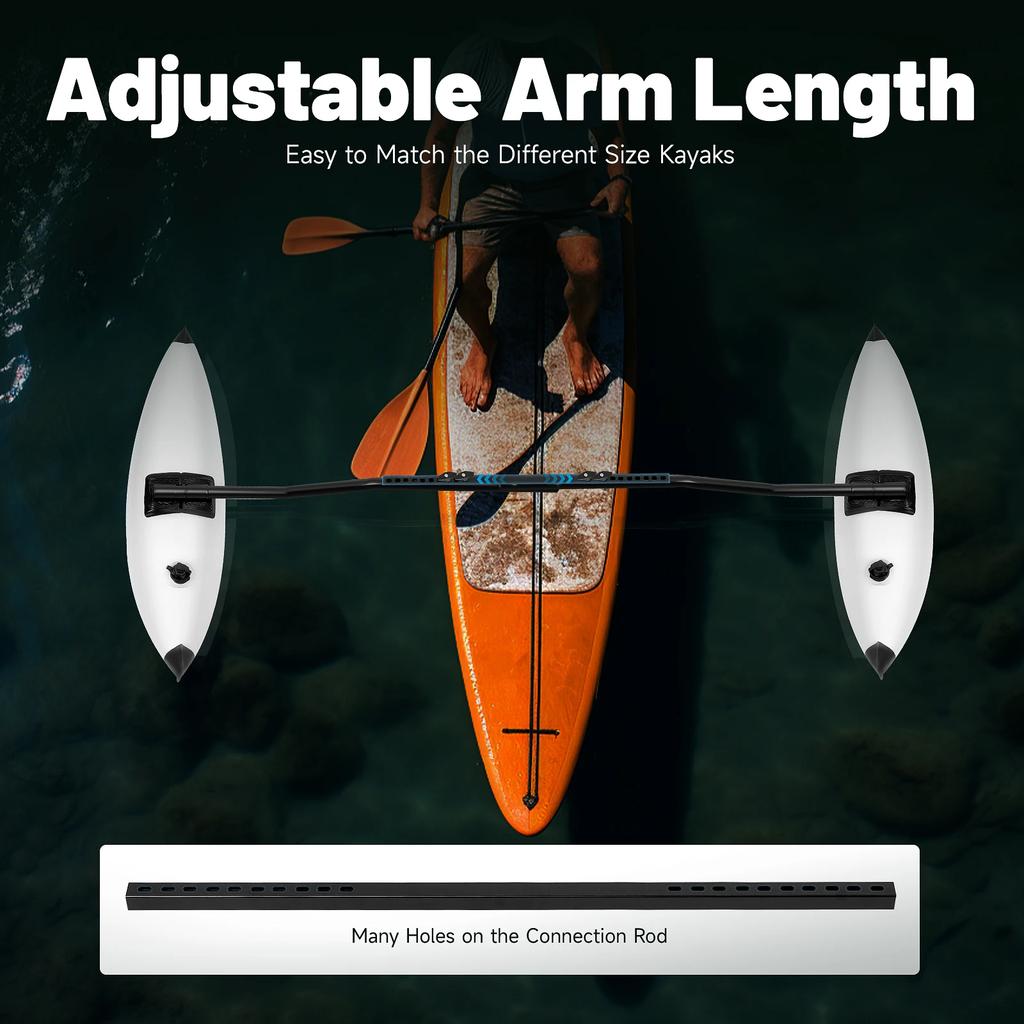 Kayak Stabilizers, 2PCS Kayak Outrigger PVC Kayak & Canoe Stabilizer System with Pair of Sidekick Rods for Canoes, Boats
