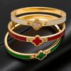 Fashionable Women's Titanium Steel Four-Leaf Clover Bracelet with Niche Buckle Design - Fade-Resistant