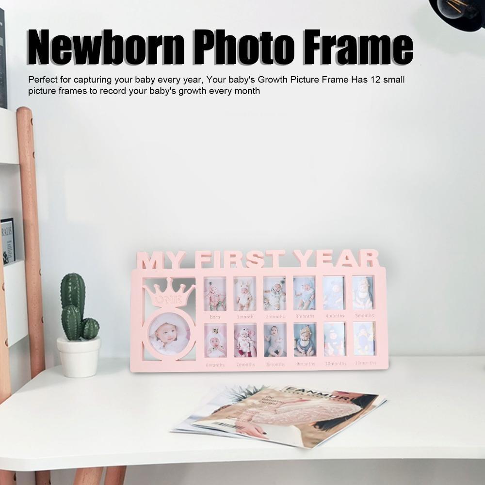 

Plastic Baby Growth Frame 15.55*7.6 in Baby Milestone Frame Tabletop Photo Frame Mothers Day Gift рожевий