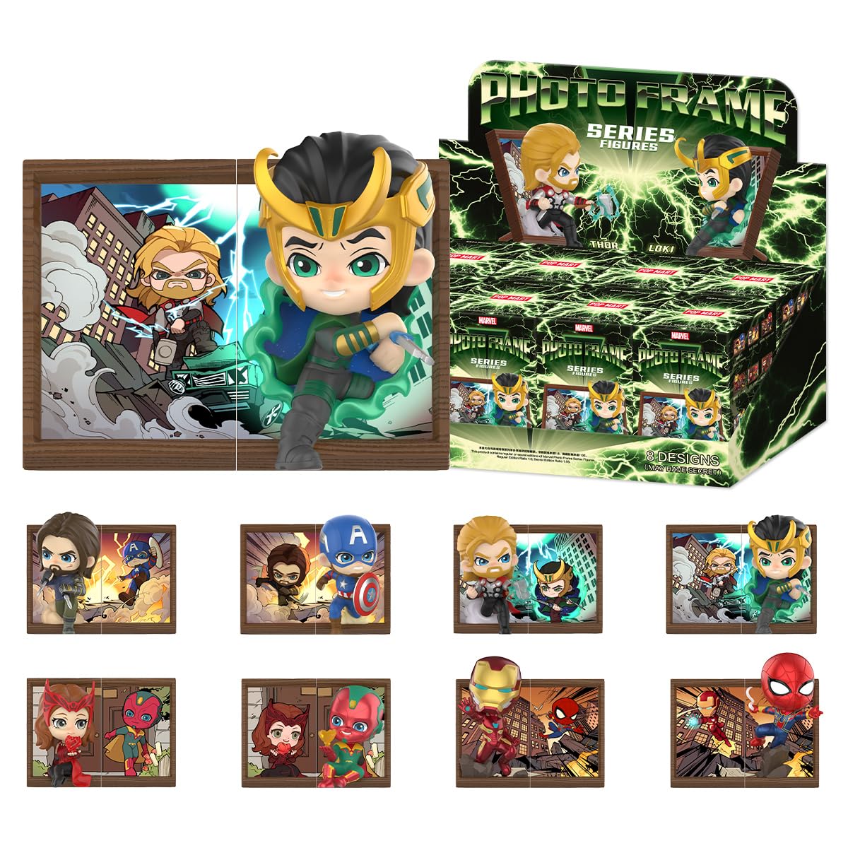 

POP MART MARVEL Серия фоторамок Коробка гачапона от Pop Mart Слепая коробка Пластик Премиум Мягкий винил Оригинальные подарки на день рождения [В ассортименте 8] Фигурки, Модели,