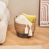 Eden & Willow Natural Straw Woven Plant Storage Basket, Home Organisation Hamper Basket with Handles (Grey, Set of 3)