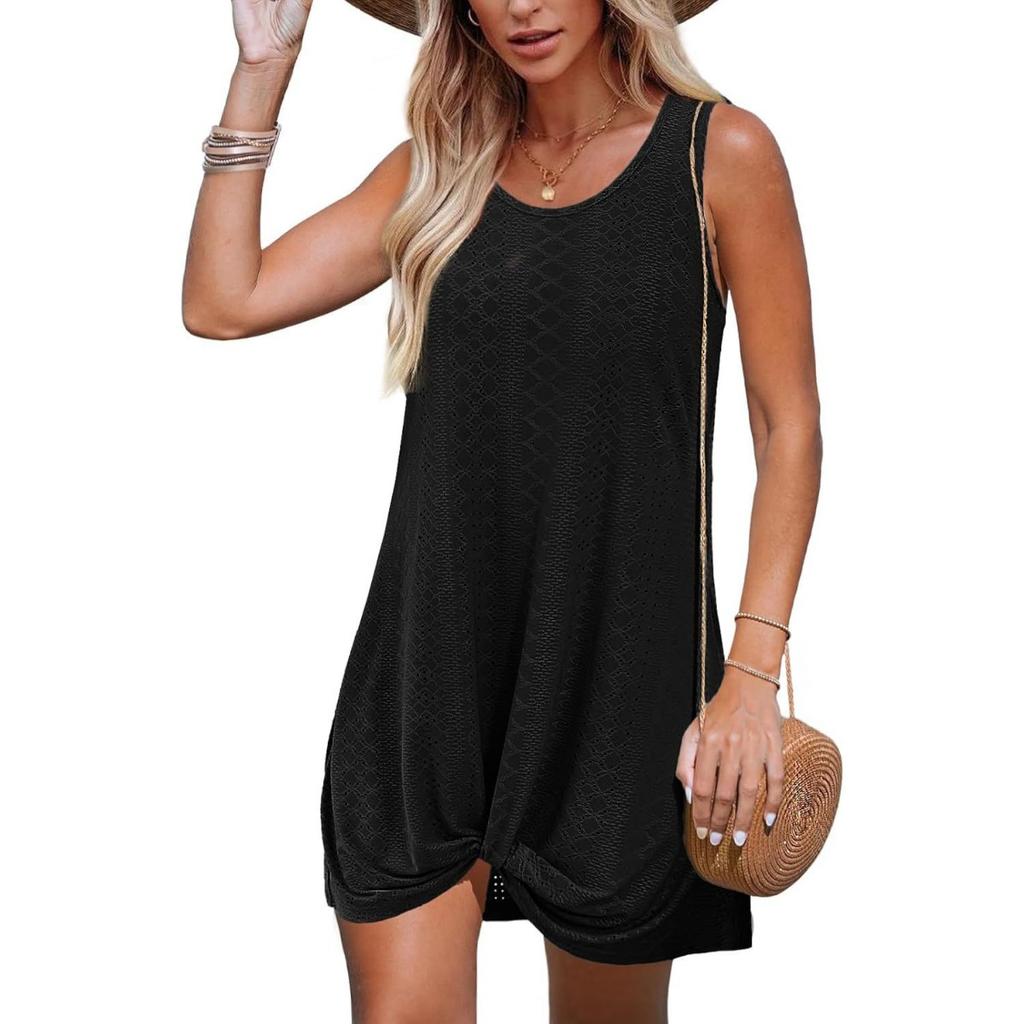 Womens Twisted Mini Dress Sleeveless Swimsuit Coverup Bathing Suit Beach Vacation Clothes 2025