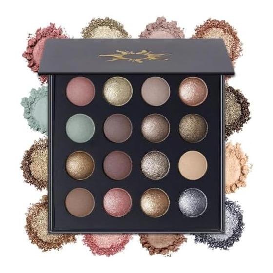 Highly pigmented, long-lasting baked eyeshadow makeup palette 16 colors nude eyeshadow matte, glitter, metallic, shimmer
