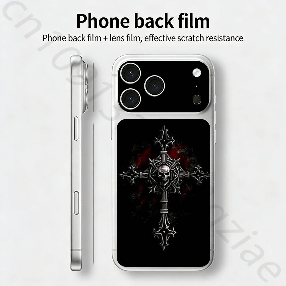 

Готична Мода Череп КВИТОК Наліпка Шкіра Wrap для iPhone 17 Pro/Pro max Захисна Плівка для Заду, Рамки, Камери iPhone17promax