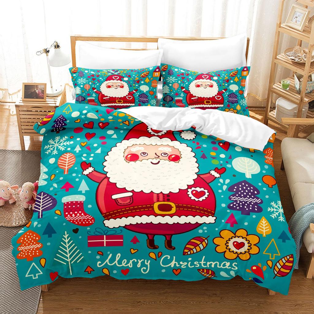Santa Claus Comforter Cover Set, Super Soft Microfiber Duvet Cover,King Size,New Year Presents,Christmas Decorations Bedding Set