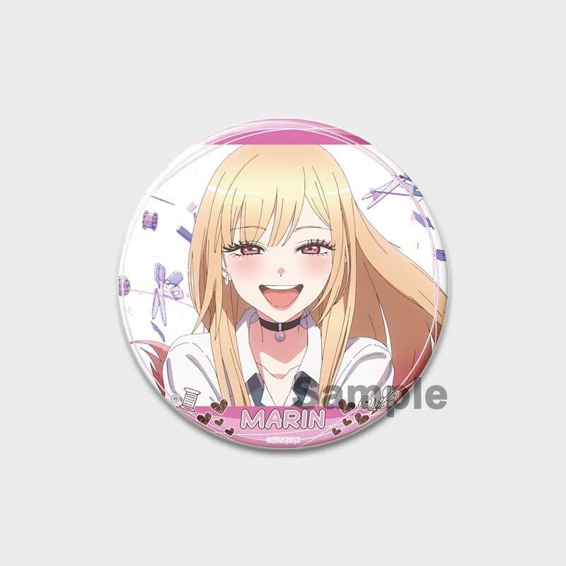 58MM My Dress-Up Darling Anime Brooches Kitagawa Marin Kuroe Shizuku Cosplay Badge Accessories Backpack Clothes Decoration XMAS Gift