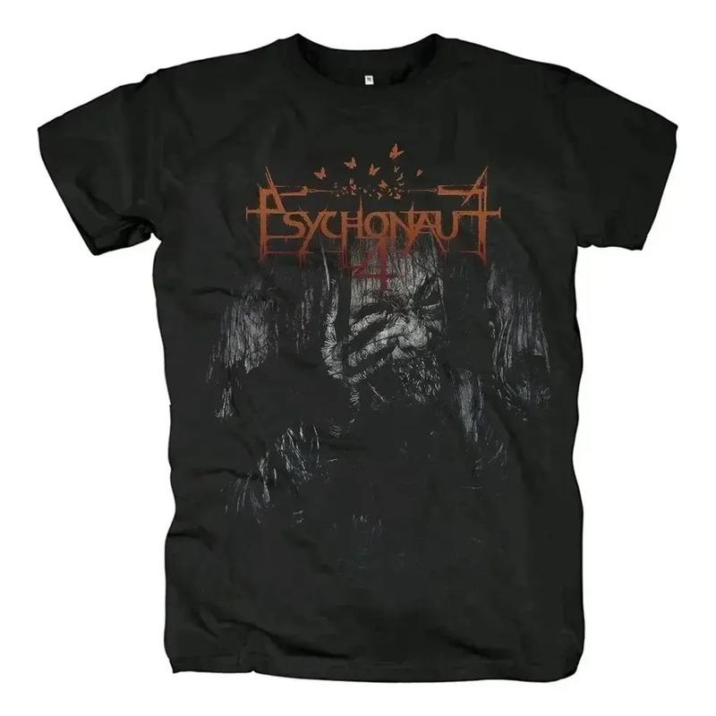 Camiseta Psychonaut4 Negra Con Banda De Metal Para Hombre, D S