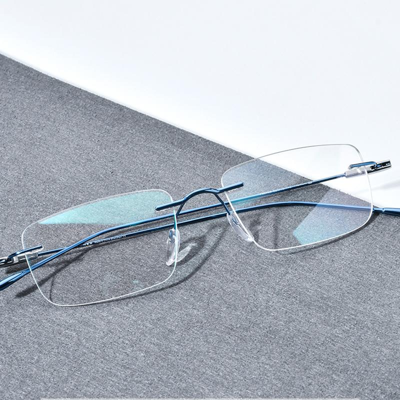 FONEX Titanium Glasses Frame Men Brand Design Square Rimless Frameless Eyeglasses Women Ultralight-Weight Japanese Eyewear 85708