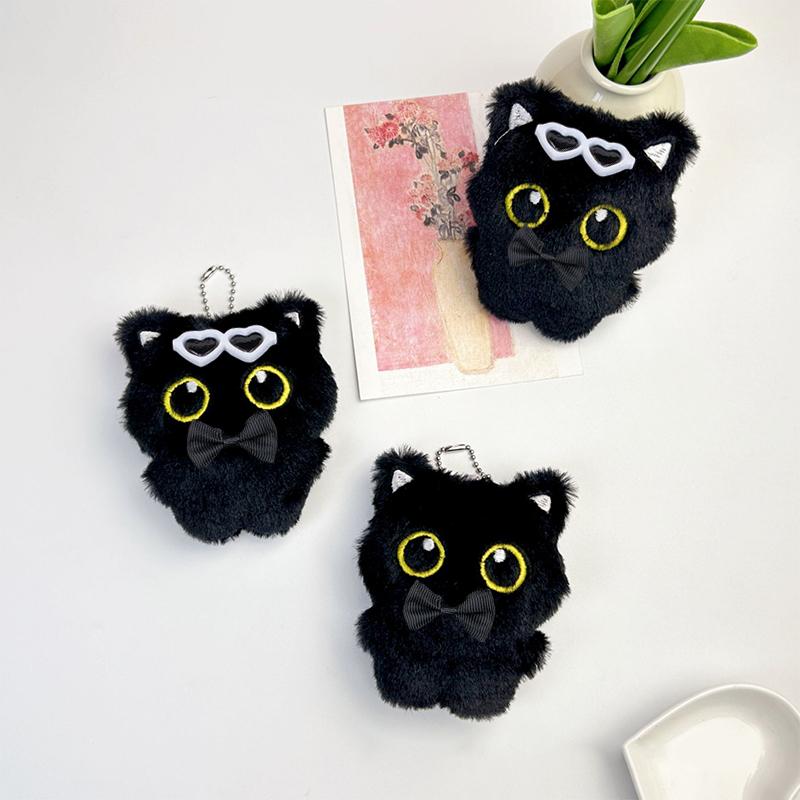 10Cm Cute Black Cat Plush Toy Doll Small Pendant Lovely Cats Keychains Girl Gift Plush Bag Pendant Bag Decoration