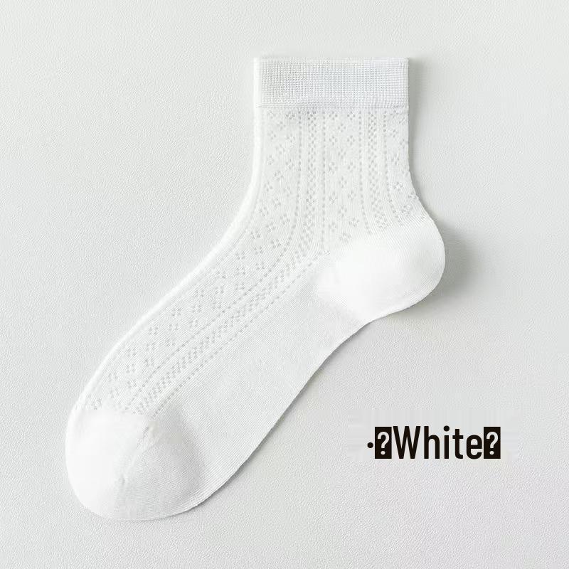 Women's Mulberry Silk Stockings - Summer Thin Mesh, Breathable, Seamless, Mid-Calf Socks for Spring/Autumn, Solid Color.