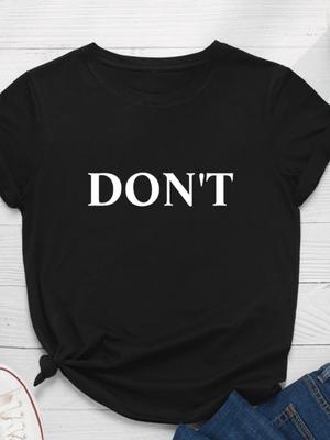 T-shirt Femme Impression Lettres Manches Courtes Col Rond Coupe Ample T-shirt Femme Mode Dame Hauts Vêtements Camisetas Mujer
