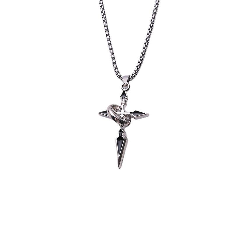 Ringed Cross Pendant Necklace: Unisex Hip Hop Sweater Chain for Autumn/Winter