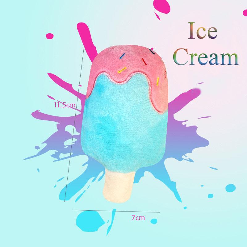 Plush Dog Toys Squeaky Dogs Accessories Pet Perros Toy Soft Squeeze Sound Teeth Chew Bite Resistant Ice Cream Fries Humburger