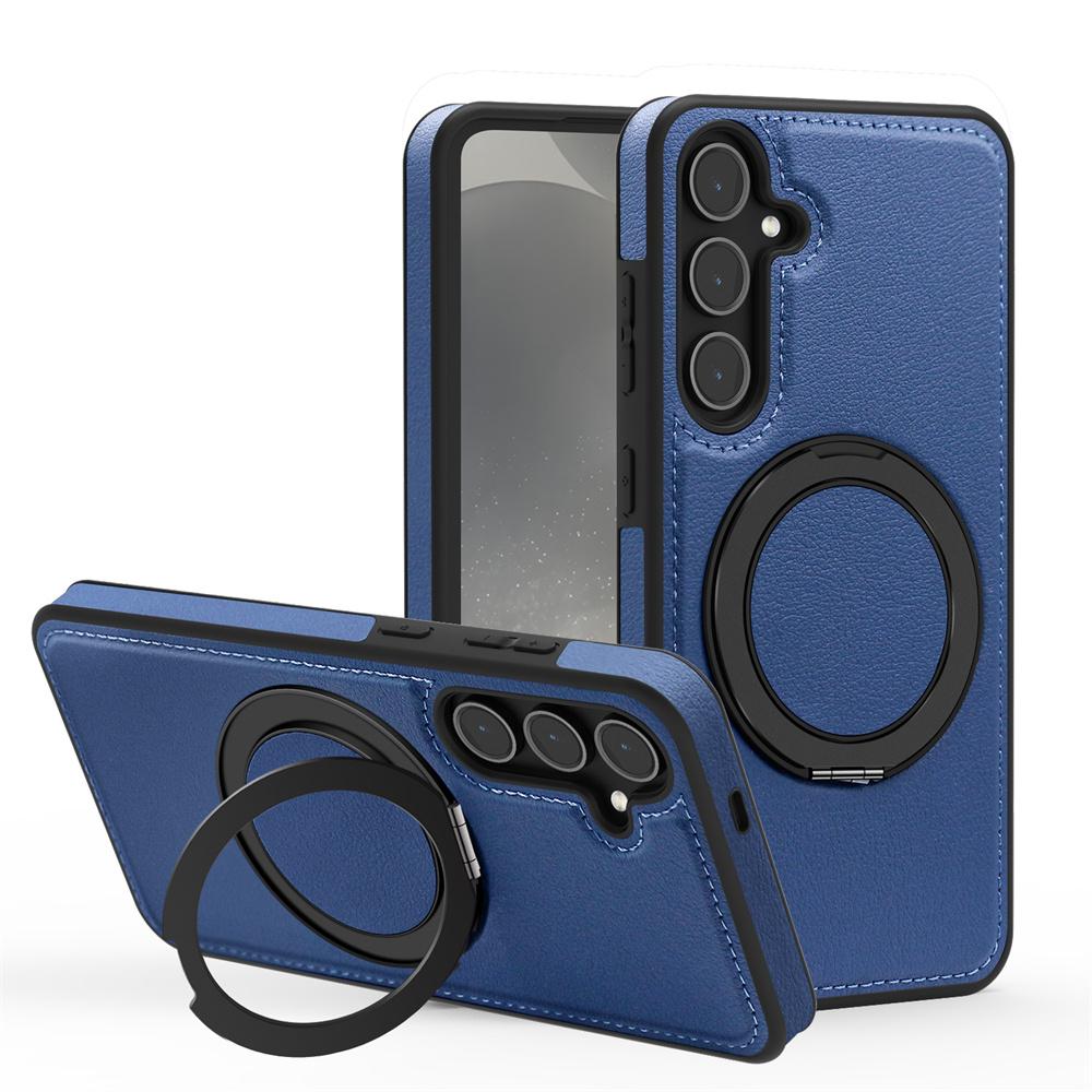 Luxury Rotating Stand Leather Magnetic Phone Case for Samsung S26 S25 Edge S24 Ultra FE S22 S23 Plus Business Protection Cover