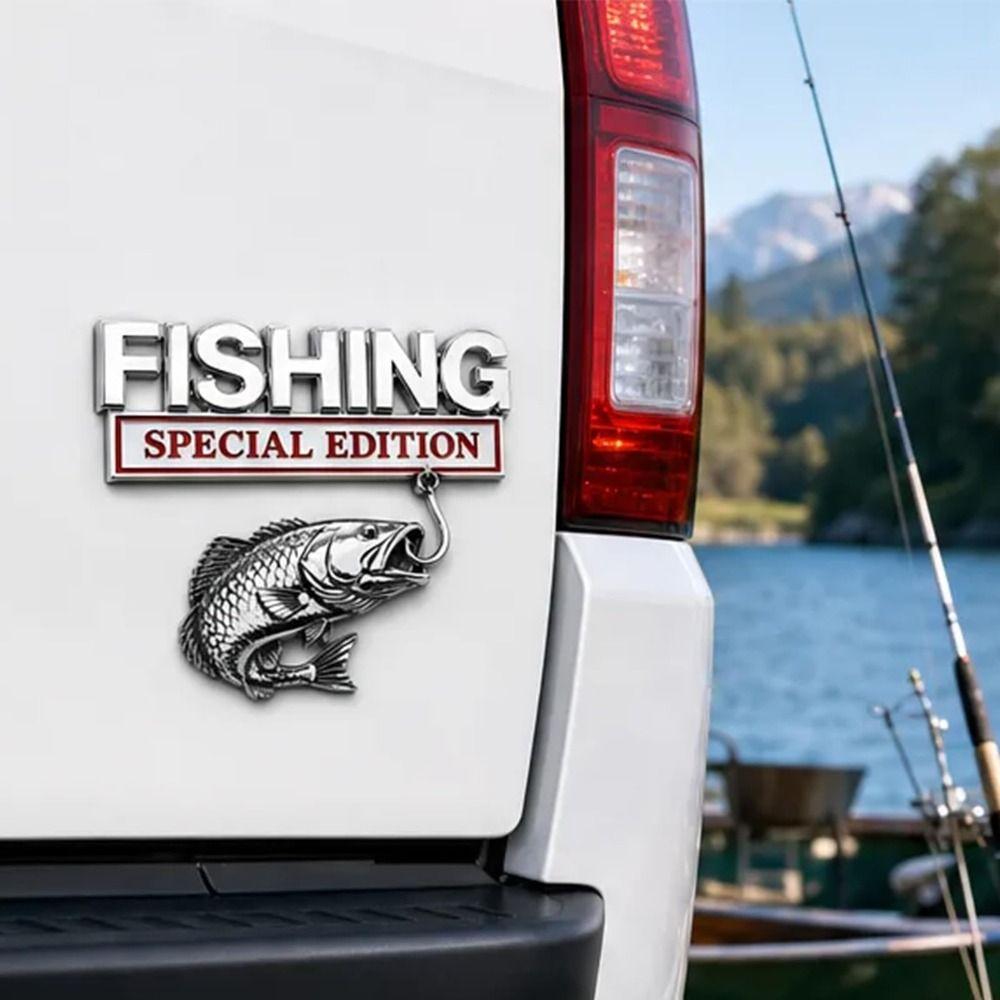 Metal Fishing Emblem Fishing Vehicle Emblem Fishing Themed Auto Badge  Vehicle Accessories