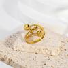 Elegant Gold Round Bead Titanium Steel Adjustable Ring