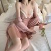 Women's Silky Comfy Padded Tie Sleep Dress with Robe Lounge Set