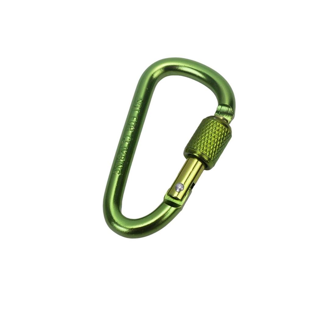 D-Shaped Locking Aluminum Carabiner No. 6 with Keyring for Backpack and Rope