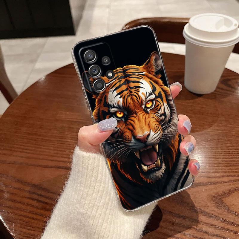 Tiger Animal Clear Soft Phone Case For Samsung Galaxy A56 A57 A37 A55 A54 A36 A35 A26 A25 A16 A17 A07 A52 A34 A73 A53 A21s Cover