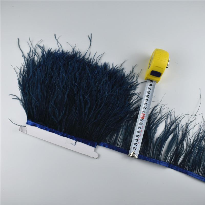 1Meters Ostrich Feathers On Tape Fringe Trim Ribbon 10-15Cm 4-6" Long White Feather Trims Decor For Clothes Flecos Decoration