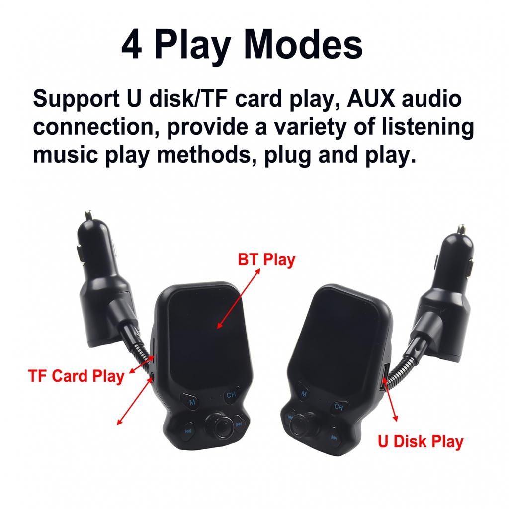 Wireless Car FM Transmitter Radio Adapter USB Charger for Voice Broadcasting