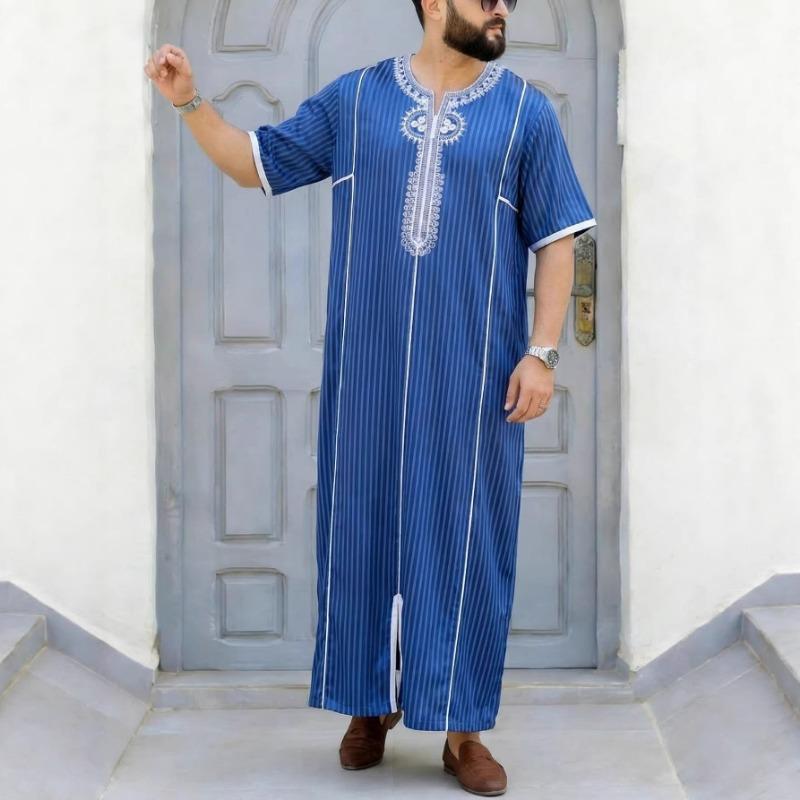 Men S Long Sleeve Embroidered Robe Style Festival Dress Shirt