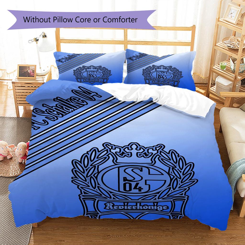 FC Schalke 04 Pattern Bedding Set Quilt Cover Pillowcase Home Decor Gift (1 * Duvet Cover + 2 * Pillowcase, Without Core)