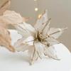 Christmas Festivities Glitter Flocked Flowers Velvet Decorative Flowers Lifelike Holiday Flower Decoration For Christmas Trees