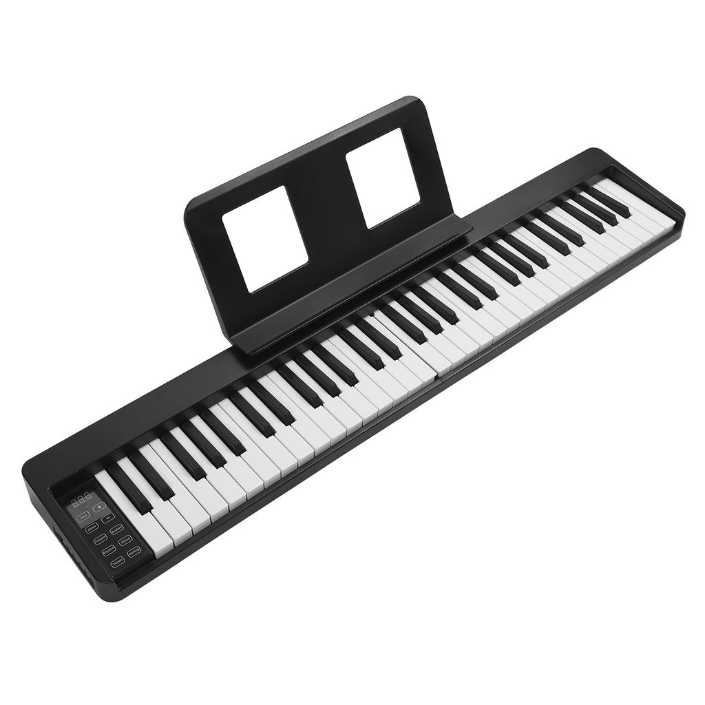 61 Key Folding Piano Full Size Rechargeable Clear Tones Folding Piano Keyboard for Beginner Black