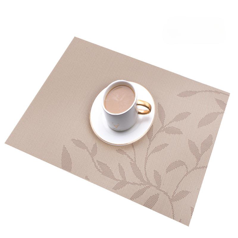 Nordic Leaf Jacquard PVC Placemat Heat-Resistant Washable Durable Table Mats Home Kitchen Hotel Dining Decor
