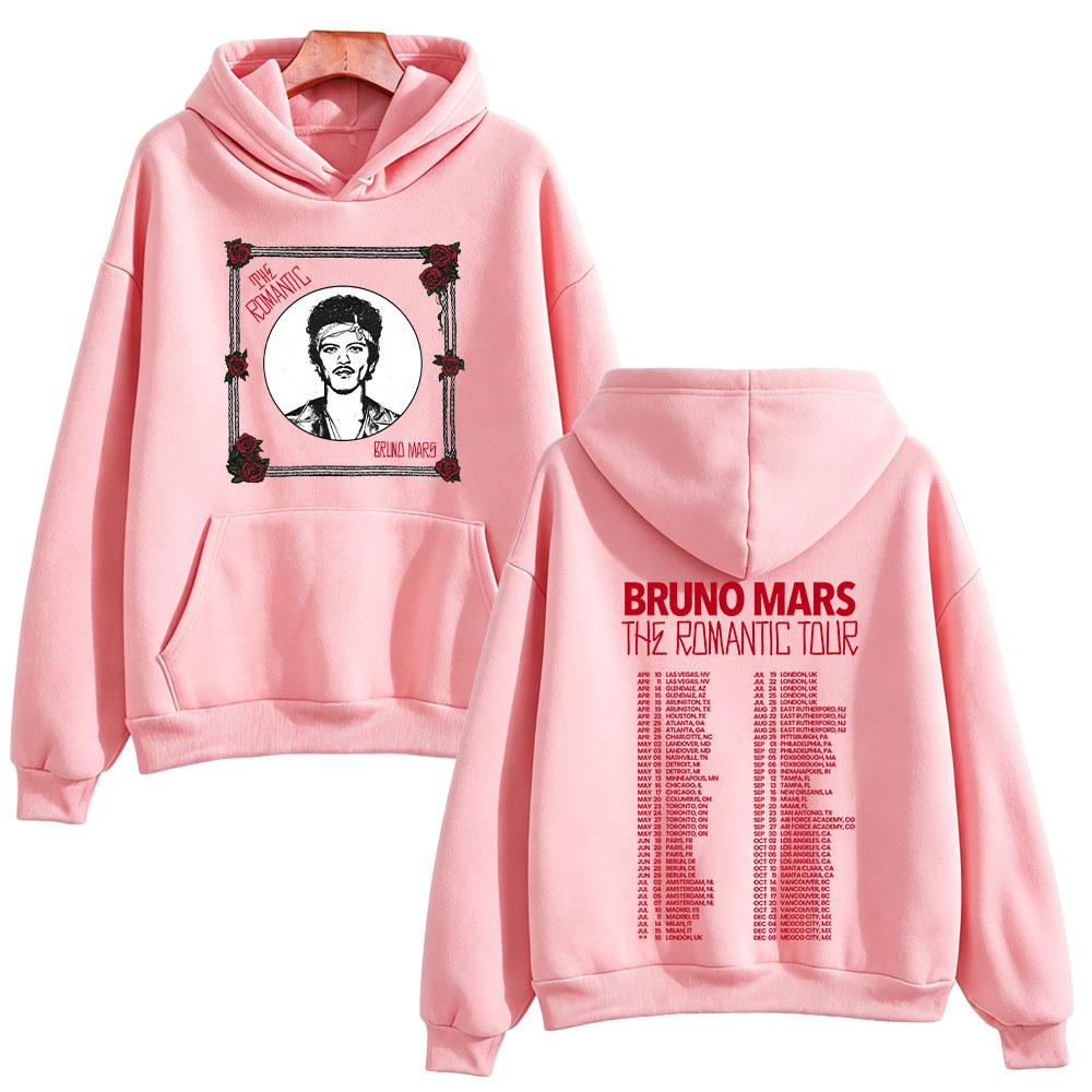 Romantic Tour 2026 New Show Hoodies Bruno Mars Concert Fan Music Graphic Pullovers Unisex Oversized Streetwear Casual Sweatshirt