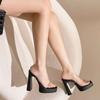 Fashion Super High Heel Slippers Summer New Square Head Open Toe Waterproof Platform Transparent Belt Non-slip Square Heel Shoes