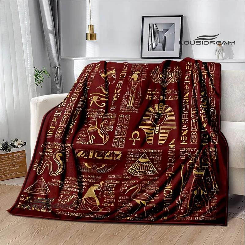 Egyptian Pictograph Symbol Printed Blanket Picnic Blanket Warm Flannel Blankets Home Bed Linings Blankets for Beds Birthday Gift