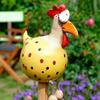 Funny Chicken Figurine with Dangling Legs Big Eyes Resin Cartoon Rooster Statue for Outdoor Garden Lawn Patio Balcony Decor