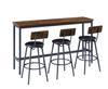 Long Bar Table with 3 Padded PU Bar Stools, Industrial Bar Table for the Kitchen, Breakfast Room, Living Room, Banquet Hall, Rustic Brown and Black