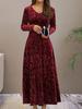 Spring Autumn New Style Elegant High-End Evening Gown Velvet Midi Dress for Women