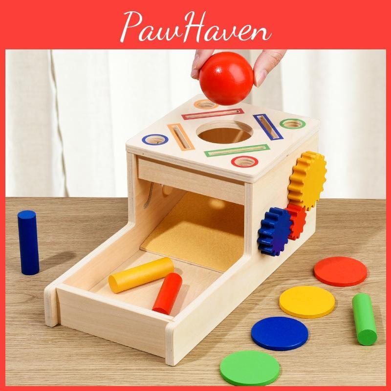 Educational Early Wooden Gear Coin Box Puzzle Toy Children Development Gift