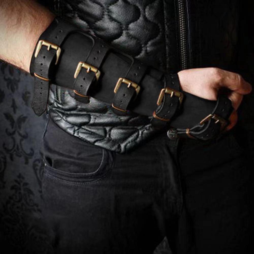 2023 European & American Retro Viking Renaissance Leather Arm Guards for Cosplay