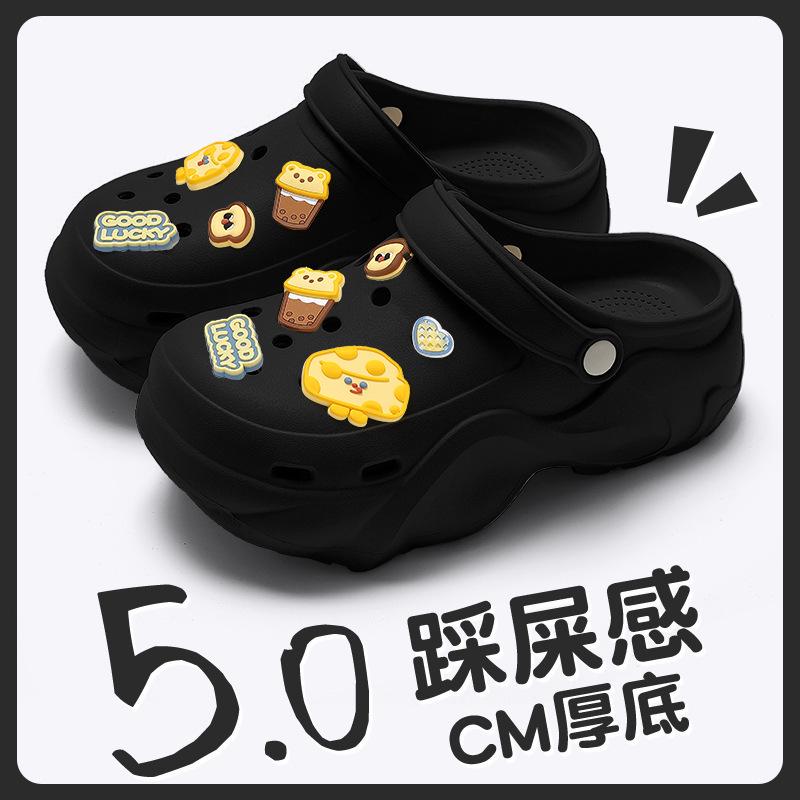 2025 Trendy Xiaohongshu Influencer Cute Cartoon Non-slip Thick-soled Summer Outdoor Closed-toe Slippers