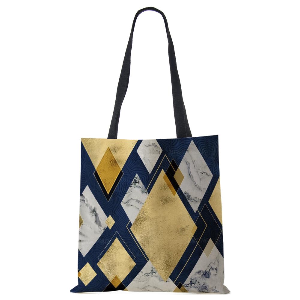 

Холщовая сумка на плечо с геометрическим узором, женская повседневная сумка-шоппер, многоразовая экологическая сумка, хлопковая складная дорожная сумка в стиле Харадзюку