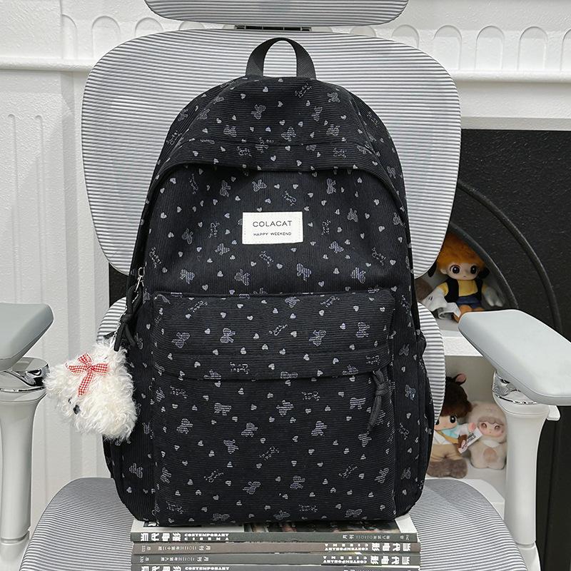Schoolbag women travel lightweight niche backpack 1011 new corduroy schoolbag junior high school girls college students autumn and winter backpack