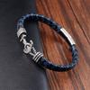 European and American Men's Titanium Steel Bracelet Cowhide Woven Anchor Leather Bracelet Leather Rope 2026