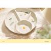 Cute Floral Relief Ceramic Plate Dividing Grids Breakfast Tablewares Durable Household Daily Fruit Salad Serving Dishes