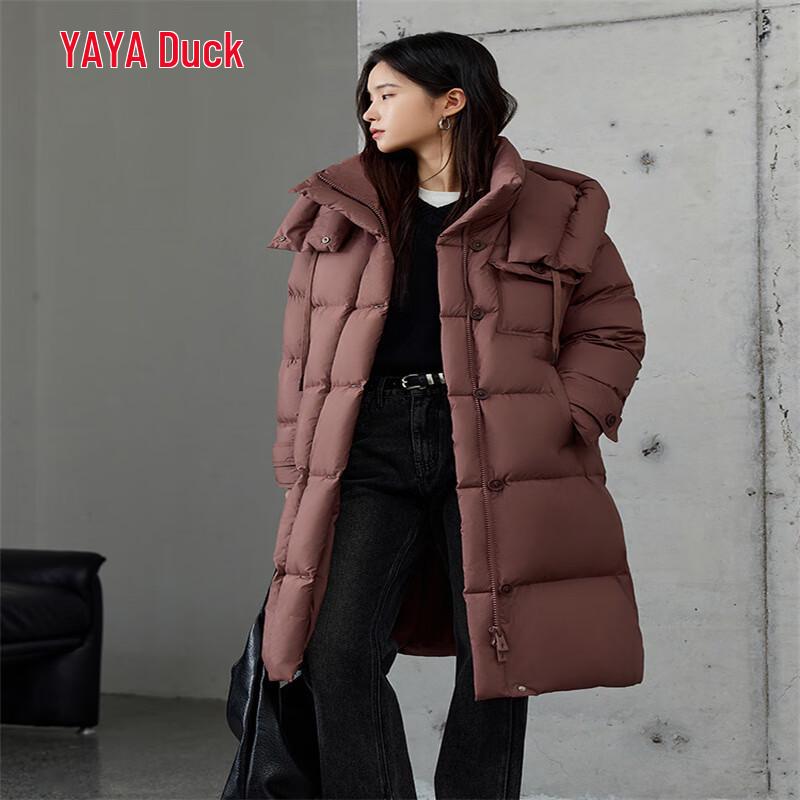 YAYA Women's Long Hooded Down Jacket