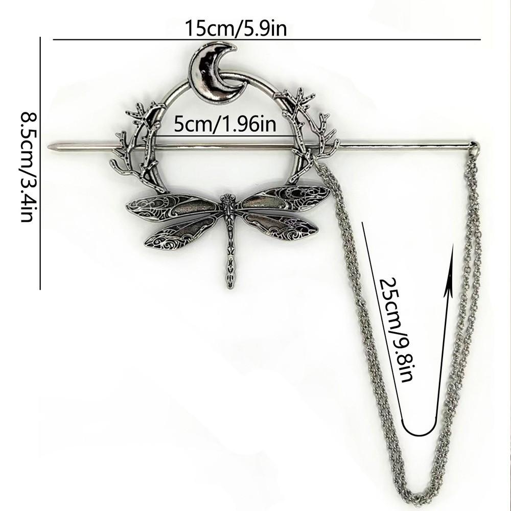 Quasten Design Libellen Haarnadel mit Kette Haarspangen Neumond Haarspange Kopfschmuck