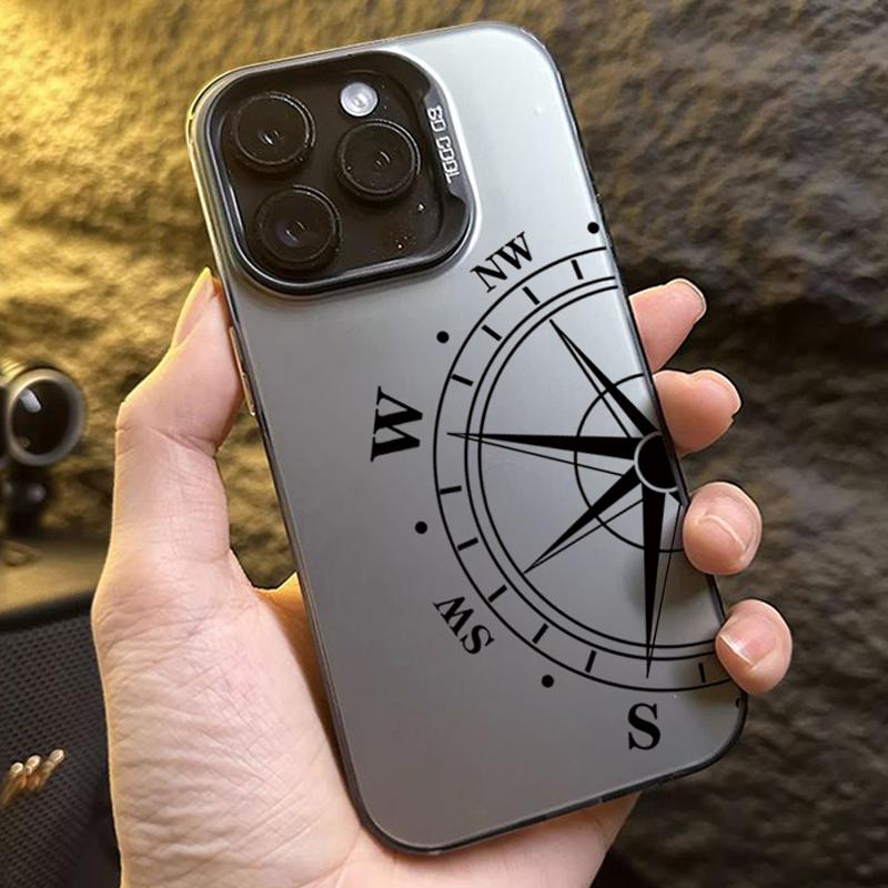 Fashion Vintage Compass Phone Case for iPhone 16 16E 12 13 11 14 15 Pro Max X XS XR 7 8 Plus SE2022 Hard IMD Shockproof Cover