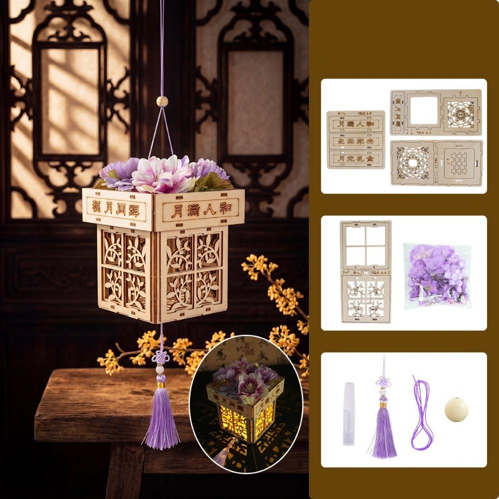 Luminous Wooden Luminous Lantern Traditional Style Handmade Lamp  Festival Decoration