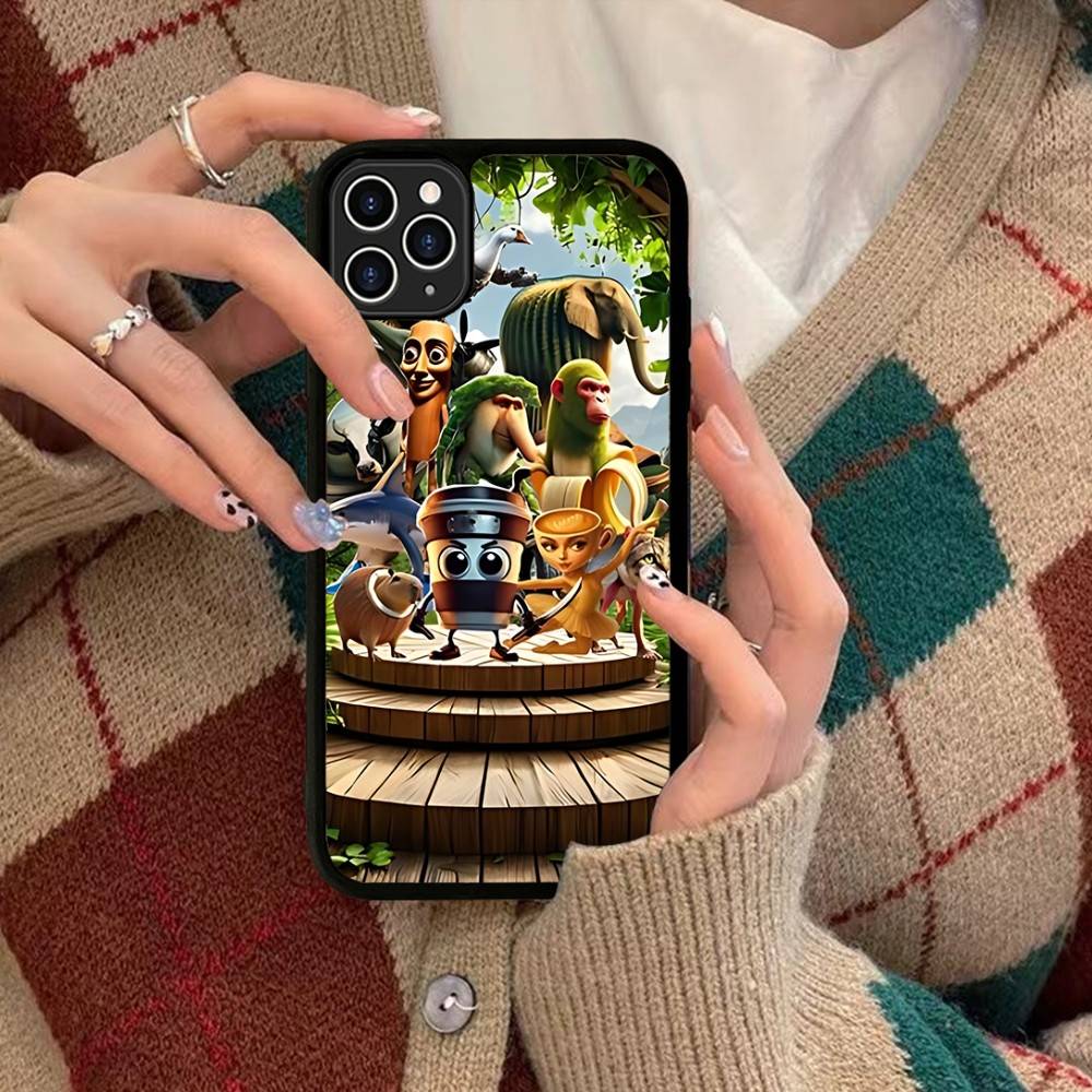 I-ITALIANS B-Brainrot Creative Animal Phone Case For IPhone 17 16 Pro Max Air 13 12 Mini 14 15 Plus 11 PC+TPU Back Cover