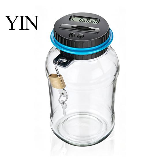 Educational Money Box for Children Digital Coin Bank with Intelligent Counting, Safety Padlock ABS Transparent Counter LCD Display Savings Jar,